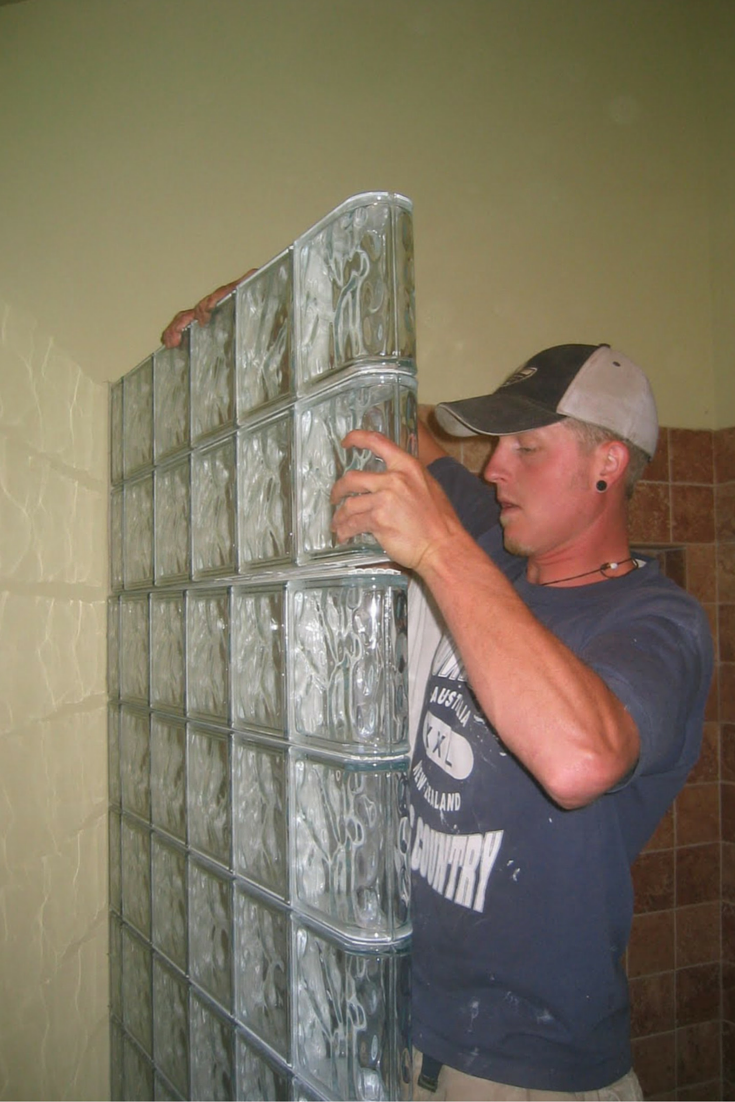 Using prefabricated glass block shower panels 