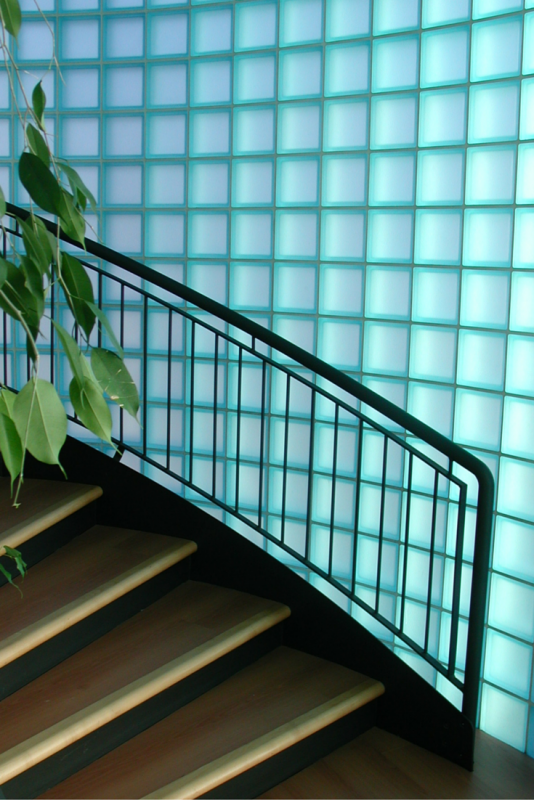 Contemporary and Colored Glass Block Designs for Walls and Windows