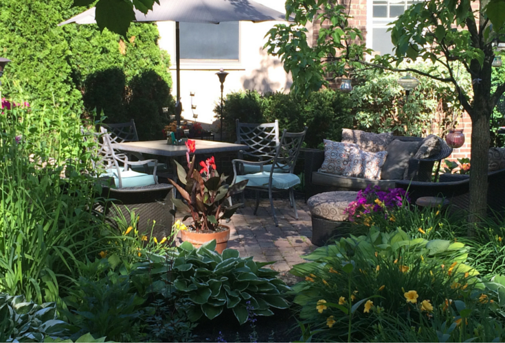 A daytime view of an extensive garden in University heights ohio