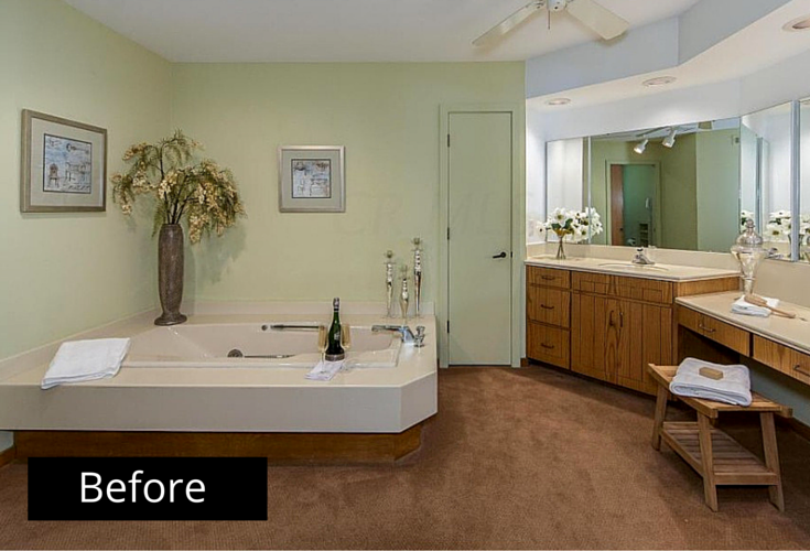 dated columbus bathroom with a large jacuzzi tub before a remodeling project 