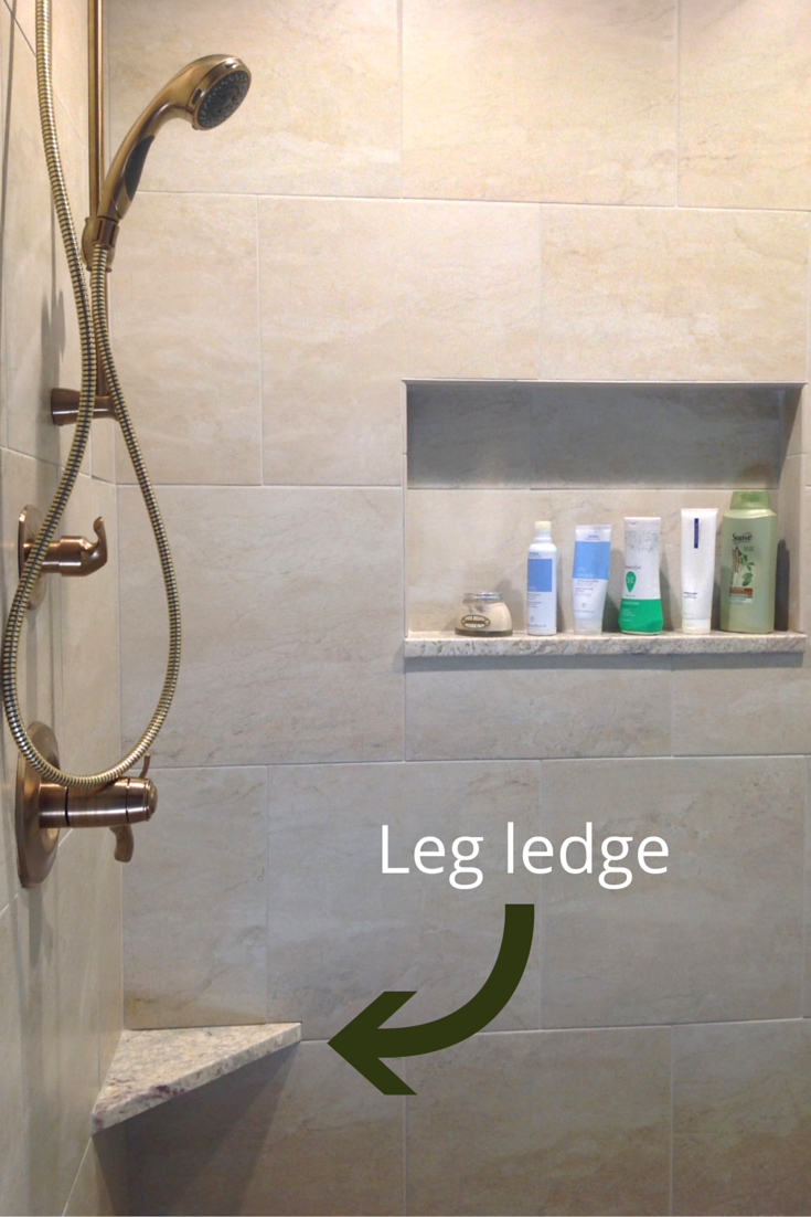 A shower leg ledge for shaving in a columbus ohio remodel 