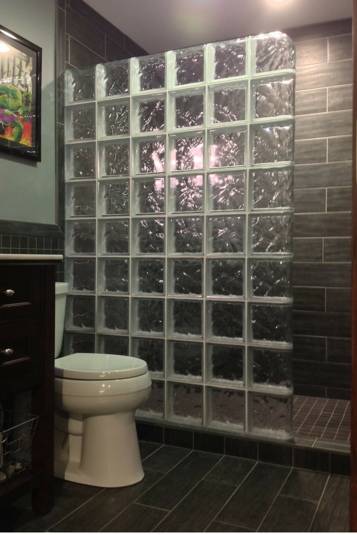 glass block walk in shower