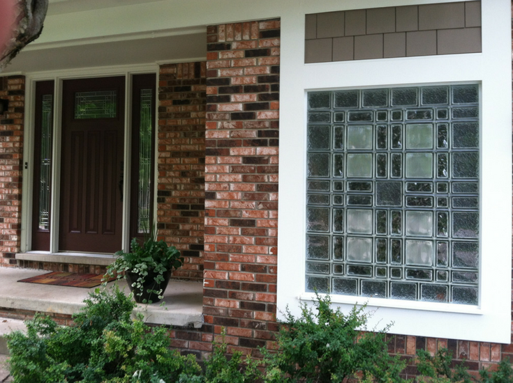 Craftsman inspired glass block garage window with multiple patterns | Innovate Building Solutions 