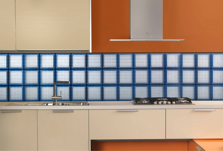 Glass block kitchen backsplash window in a vinyl frame | Innovate Building Solutions 