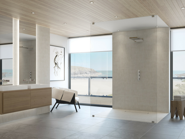 A one level wet room system is a safer alternative to a step over tile shower curb 