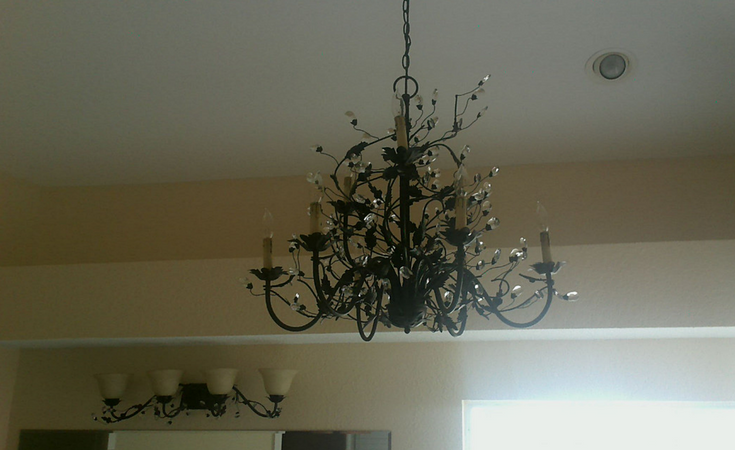 Maxim Elegante series bathroom chandelier in an Orlando Florida remodeling project @InnovateBuild