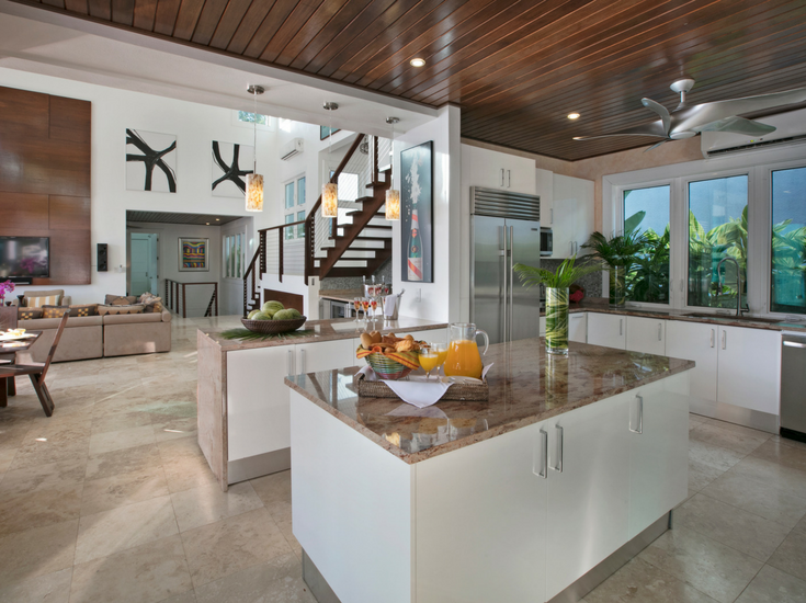 Luxury contemporary living and family rooms in St. Thomas Vacation Home Sand Dollar Hideaway - Innovate Building Solutions 