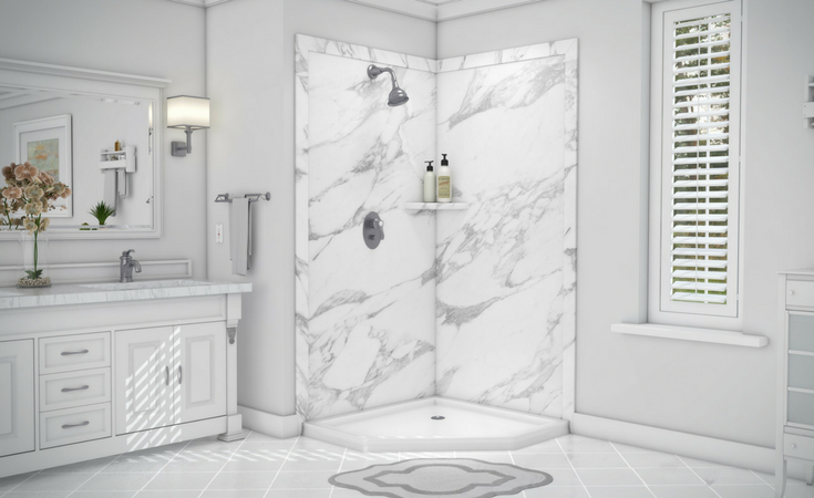 DIY faux stone decorative grout free shower wall panels | Innovate Building Solutions 