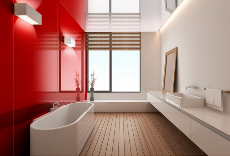 Unique red colored high gloss wall panels | Innovate Building Solutions 