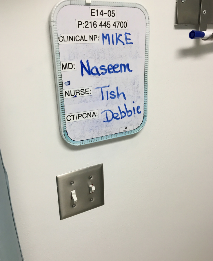 Having fun in the hospital by messing with the signs 