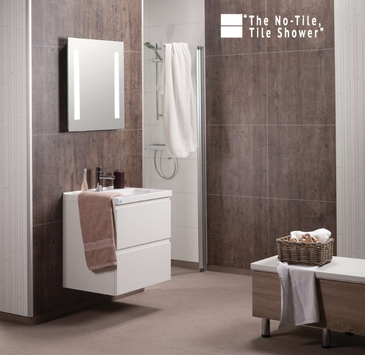 Rough wood waterproof laminated shower and bathroom wall panels | Innovate Building Solutions 