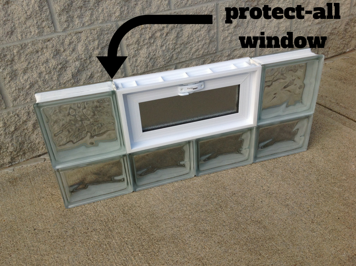 The maximum security "Protect All" glass block window with vinyl strips between the blocks for extra strength | Innovate Building Solutions