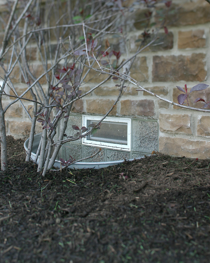 High privacy iceberg pattern Protect All glass block basement window with an air vent are secure and provide a high level of protection against flood waters | Innovate Building Solutions