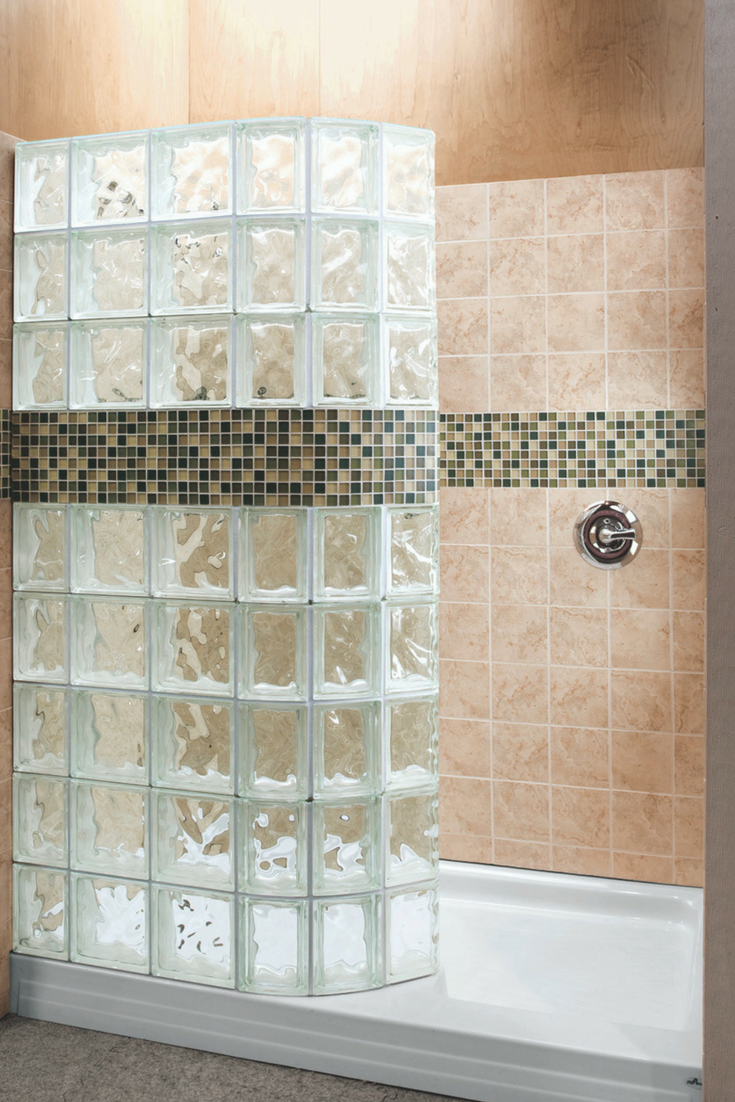 glass block walk in shower