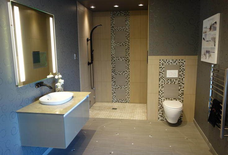 Barrier free one level wet room shower for aging in place | Innovate Building Solutions