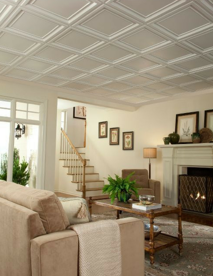 2 foot by 2 foot dimensional ceiling panels for a luxury coffered ceiling look | Innovate Building Solutions