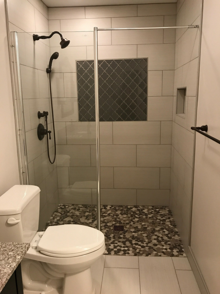 One level barrier free showers are simple to do without dropping the floor | Innovate Building Solutions #Shower #Accessible #AccessibleShower #BathRemodeling 