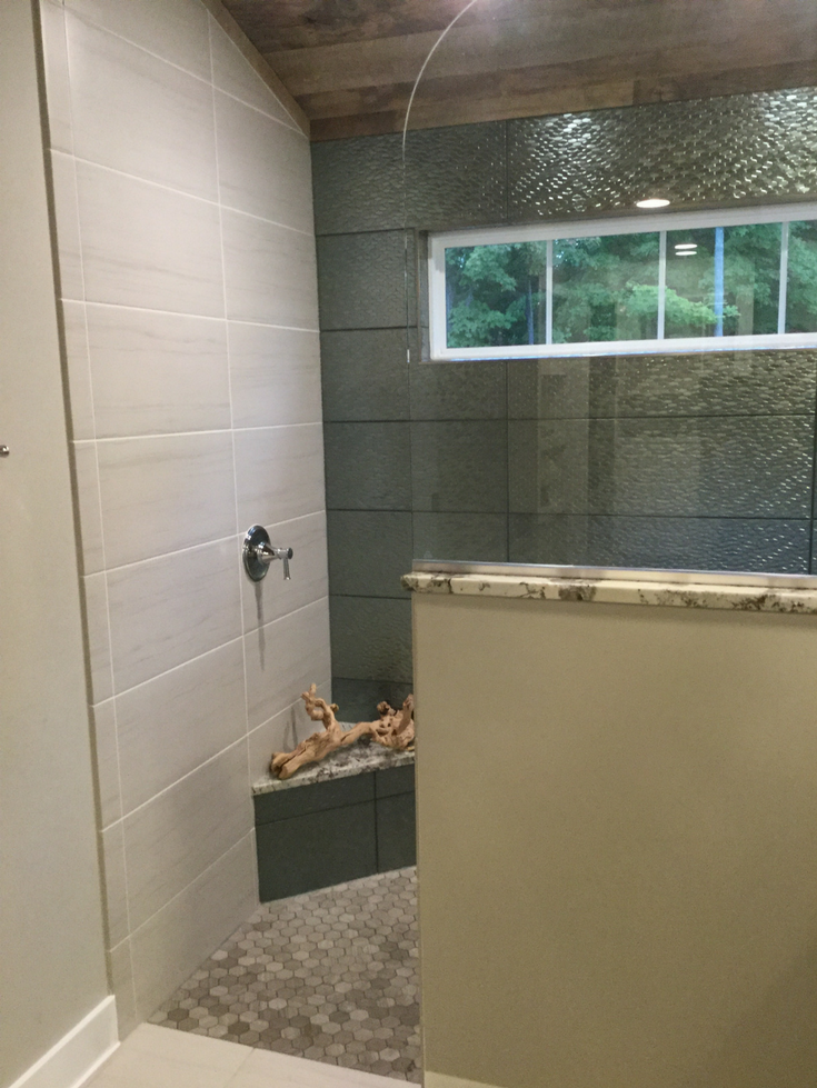 Transom windows add light and safety to a remodeled bathroom in Columbus Ohio | Innovate Building Solutions #TransomWindow #Window #BathroomWindow