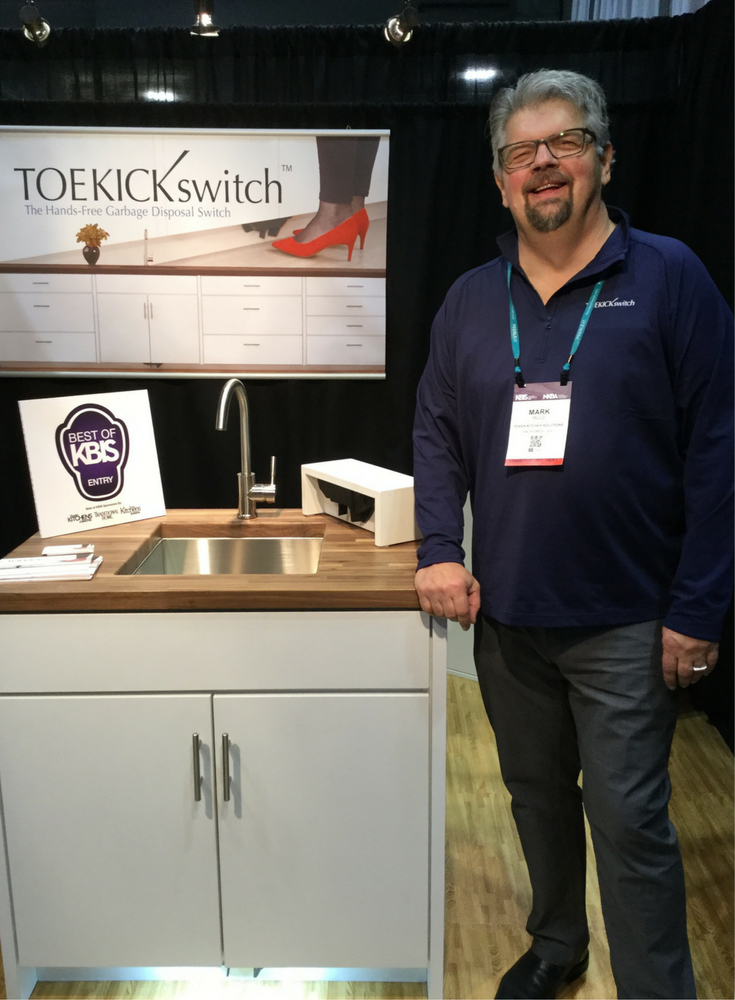 Mark Muld the Inventor of the Toe Kick Switch which makes it simple to turn on your garbage disposal | Innovate Building Solutions Blog #GarbageDisposal #Switches #Kitchen 