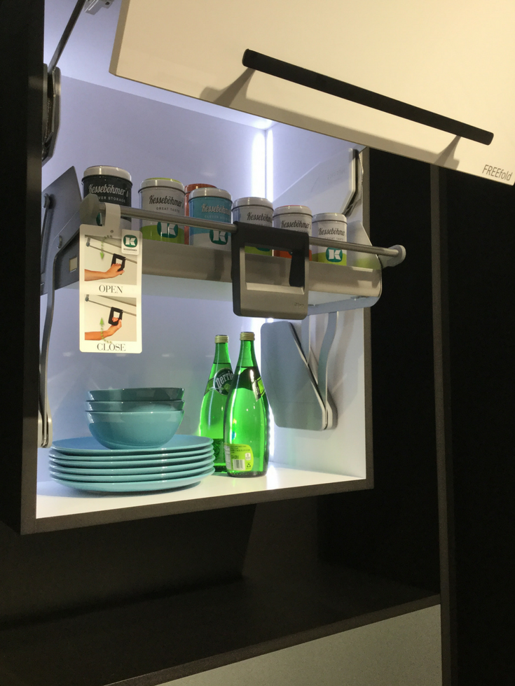 Pull down upper kitchen cabinet organizer system | Innovate Building Solutions Blog #KitchenCabinets #Organizer #KitchenOrganizer