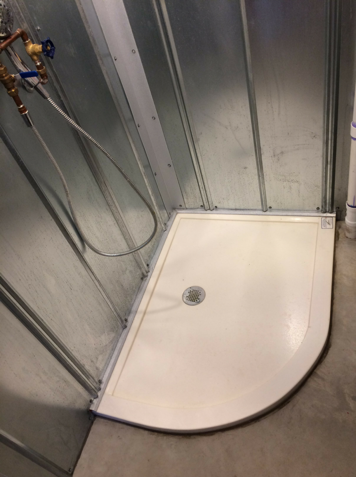 Shower Base Solid Surface Curved Pan | Innovate Building Solutions | #SolidSurfaceBase #ShowerBase