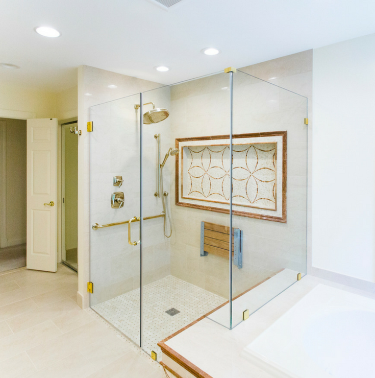 One Level Shower | Innovate Building Solutions #BathroomRemodel #Onelevewetroom #ClevelandRemodeling