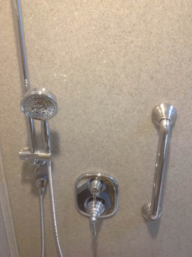 Stylish Grab Bars For Shower | Innovate Building Solutions | #GrabBars #ShowerWalls #ShowerAccessories 