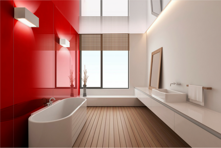 Unique High Gloss Wall Panels in Red | Innovate Building Solutions | #HighGlossPanels #ShowerPanels #UniqueShower