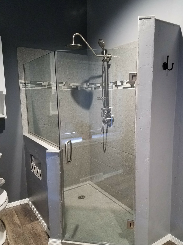 Custom Solid Surface Shower Pan | Innovate Building Solutions | #SolidSurface #CustomShowerBase #ShowerPan