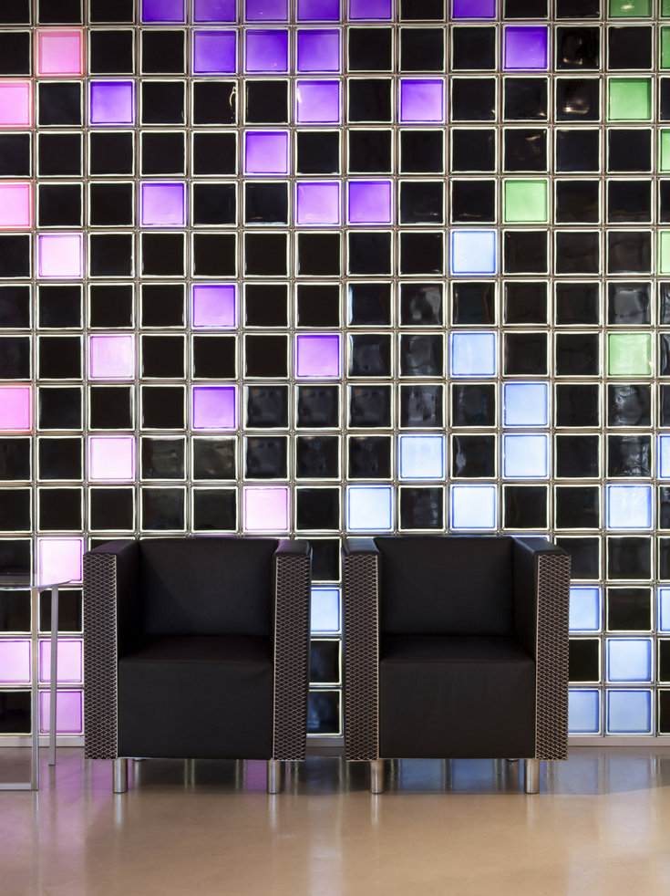 Glass Block Wall with Different Color Glass Blocks | Innovate Building Solutions | #ColorGlassBlock #GlassBlockPatterns #GlassBlockWallDesign