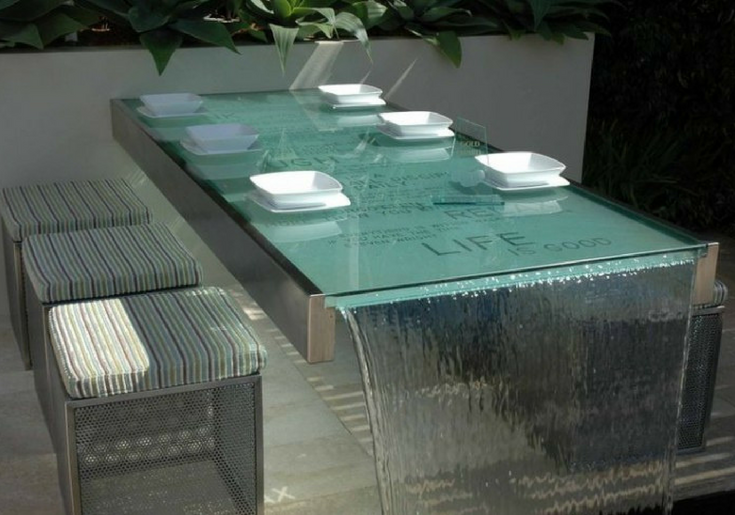 Glass bistro water table www.freshpatio.com resized | Innovate Building Solutions | #GlassTable #GlassDesign #SturcturalGlass