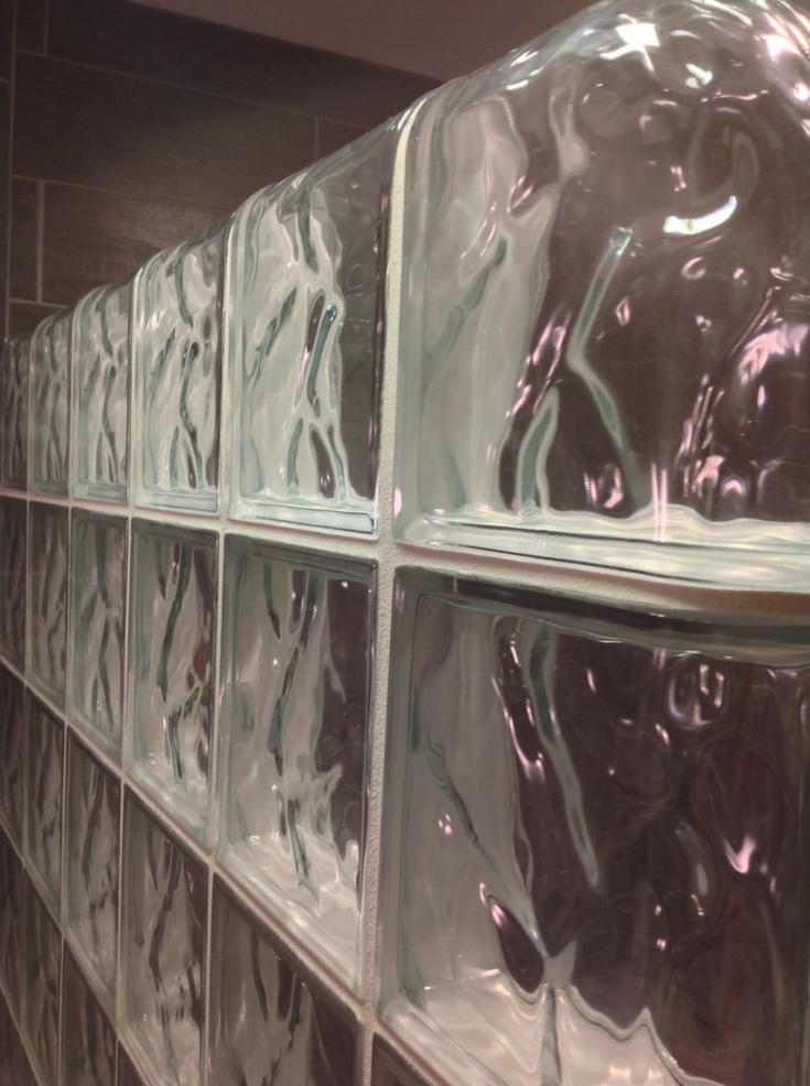 Tight glass block shower joints | Innovate Building Solutions | #GlassBlockShower #MortarJoints #DIYGlassBlockShower
