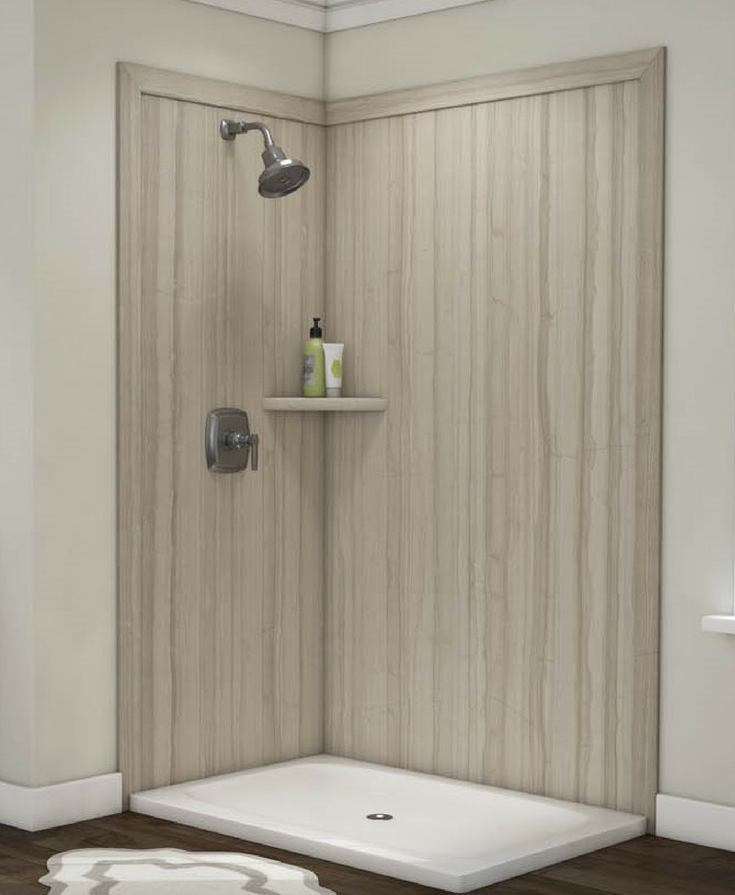 Grout free wall panels faux stone look | Innovate Building Solutions | #WallPanels #SolidSurface