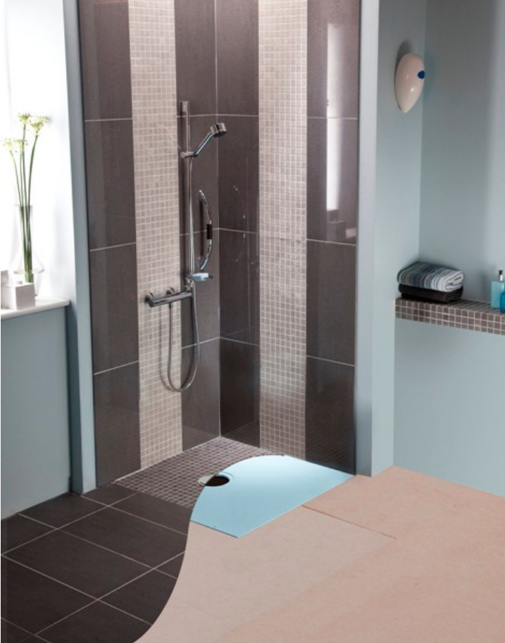 One Level Wet Room System | Innovate Building Solutions | #OneLevelShower #RollInShower #BathroomRemodel