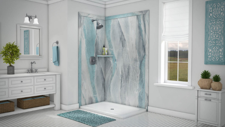 Faux stone shower wall panels | Innovate Building Solutions | #ShoweWallPanels #DIYShowerPanels #FauxStoneShower