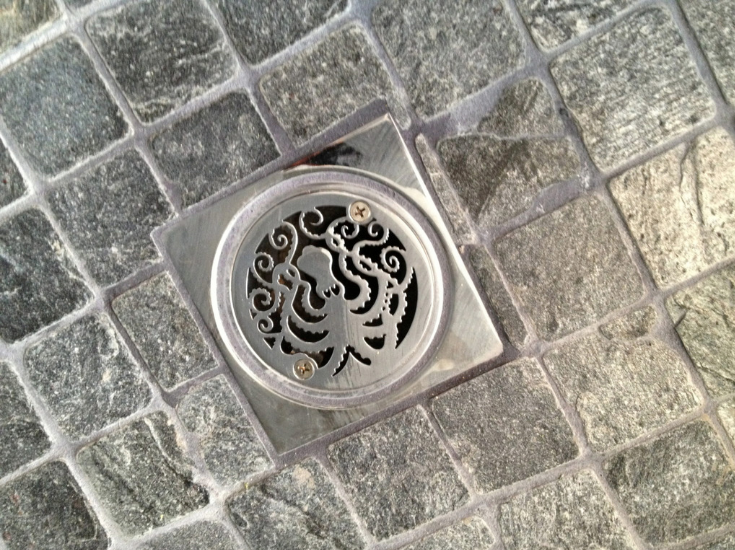 Decorative drain cover from Designer Drains | Innovate Building Solutions | #DrainCover #ShowerBase #ShowerRemodel