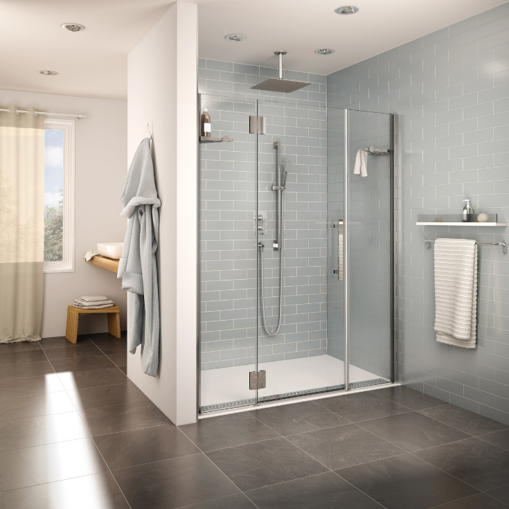 Roll in acrylic shower pan | Innovate Building Solutions | #AcrylicShowerPan #RollInShowerPan #BeautifulShowerPan
