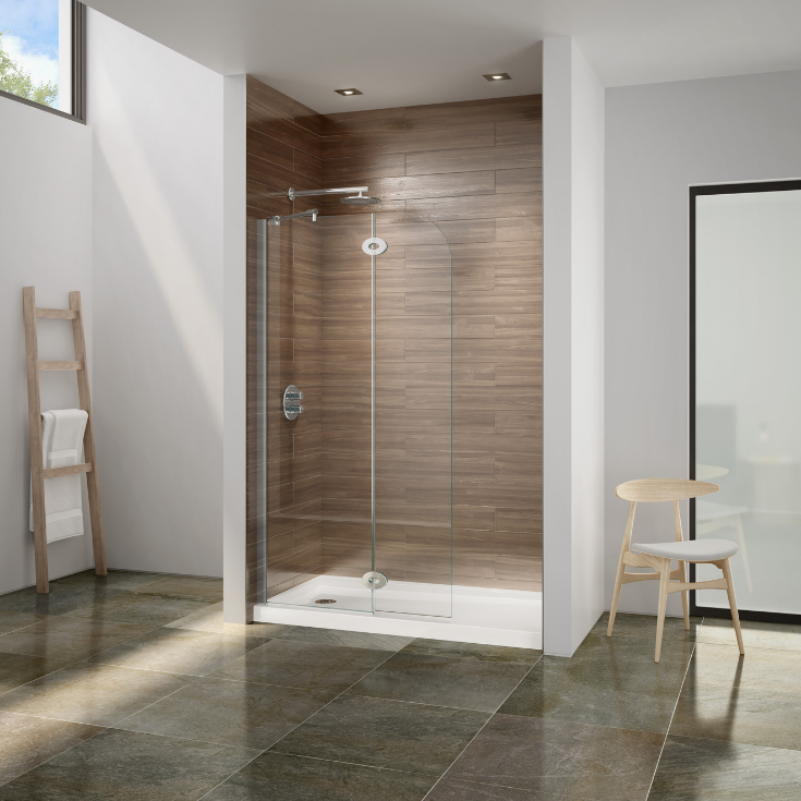 Gambar selesai dari jalanan atas melengkung di kaca layar kaca | Solusi Bangunan Inovasi | #Bathroomremodeling #showerdesign #bathroomdesignideas