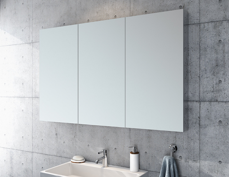 Recessed mirrored medicine cabinet | Innovate Building Solutions | #BathroomRemodel #CabinetMirror #MirrorMedicineCabinet #MedicineCabinet