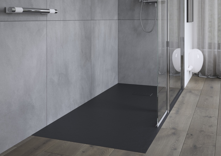 Non Non Matte Black One Level Walk in Shower | Solusi Bangunan Inovasi | #Onelevelshower #bathroomremodeling #rollinshower #showerdesign