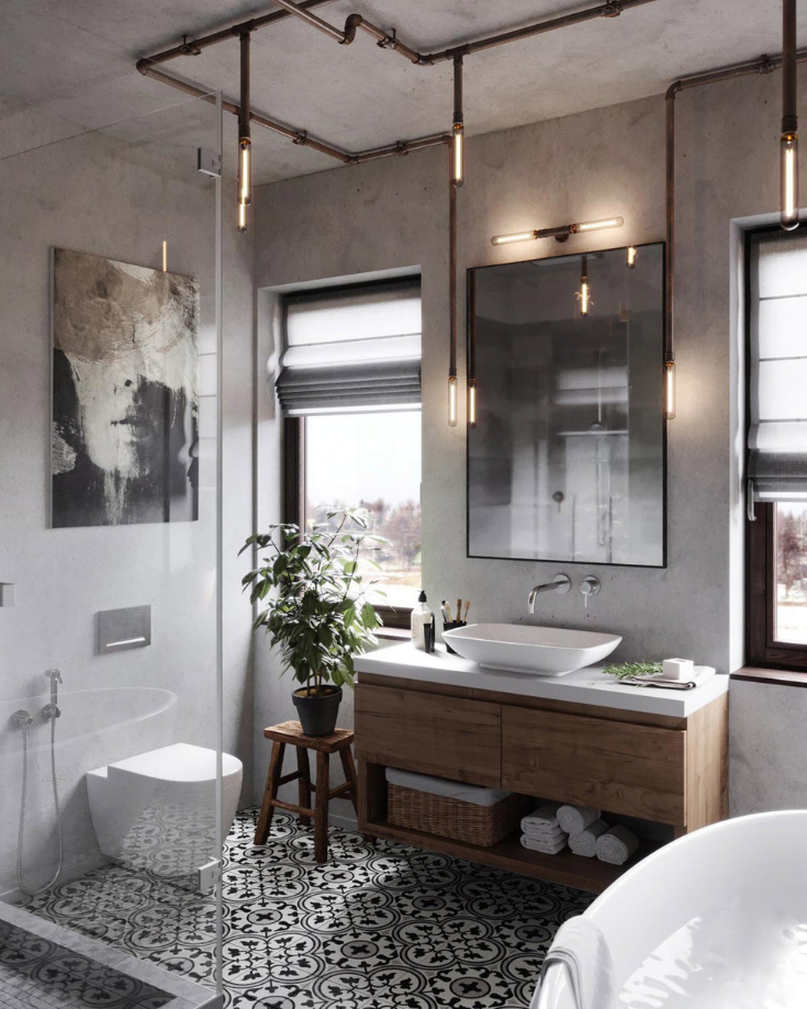 How to Design an Industrial Style Bathroom - Maticad: Create, Imagine,  Design.