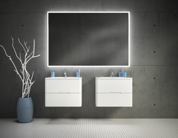 Wall hung vanities for an industrial chic bathroom exposed concrete walls | Innovate Building Solutions | #WallHungVanity #BathroomDesign #IndustrialBathroom