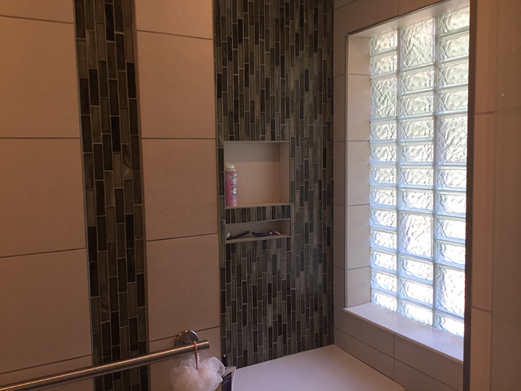 Multi pattern glass block bathroom window Columbus Iceberg | Innovate Building Solutions | #GlassBlockPattern #PrivacyGlassBlock #BathroomWindow