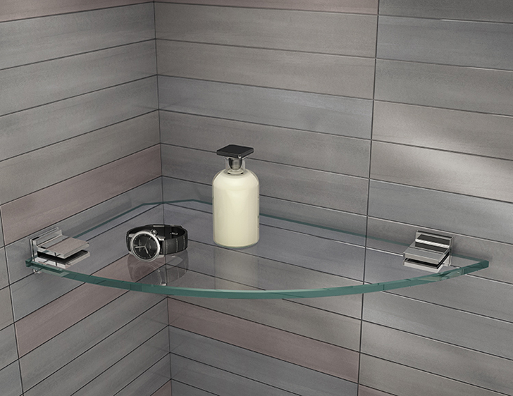 Glass flooring shelves in a bathroom | Innovate Building Solutions | #BathroomRemodeling #GlassShelves #RecessedNiche