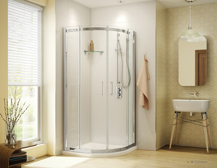 Reinforced rounded arcylic shower pan and curved glass | Innovate Building Solutions | #AcrylicShower #CurveGlass #ShowerPan #ReinforcerBase