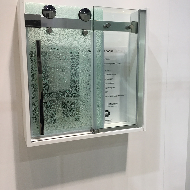 shatterproof shower glass by Fleurco | Innovate Building Solutions | KBIS | #GlassDoor #Shatterproofglass #GlassDesign #BathroomDoor