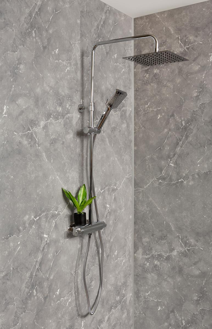 Transitionalist Silver Grey Marble Laminate Wall Panels | Innovate Building Solutions| #WallPanels #Laminatewallpanels #SilverGreyMarble #MarbleShower 