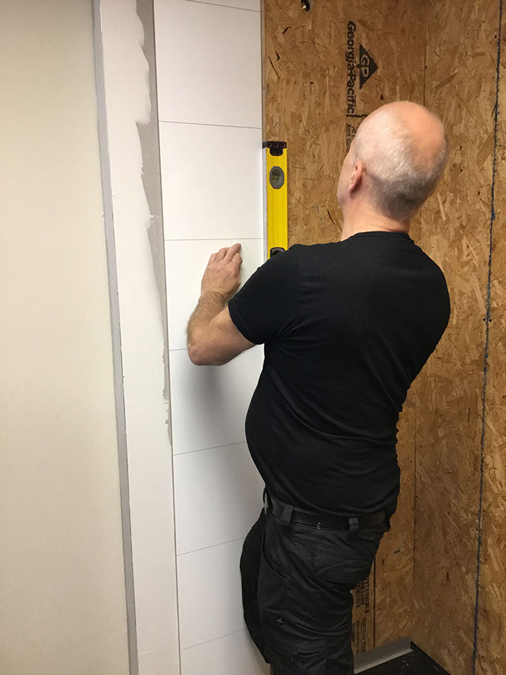 Remarkable installing laminate shower wall panels onto plywood | Innovate Building Solutions | #Laminatewallpanels #Showerwallpanels #Plywood #Installation