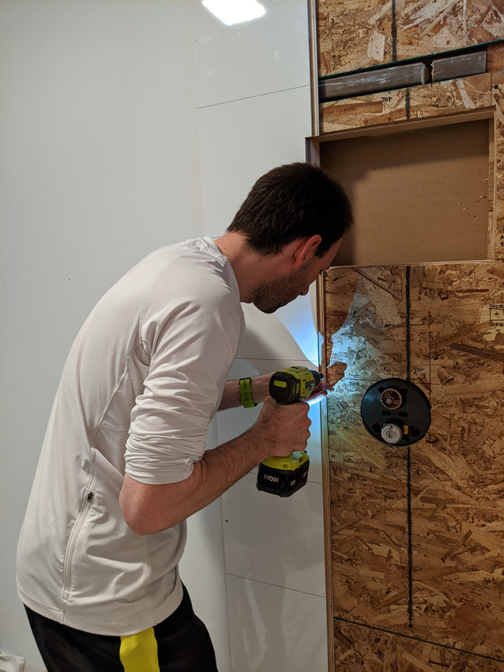 simple installation DIY laminate shower wall panels | Innovate Building Solutions | #WallPanels #SimpleInstall #FiboInstall