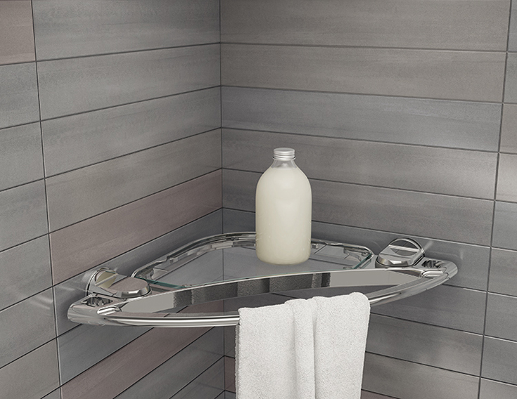 Step 9 contemporary agile shower accessories for laminate wall panels | Innovate Building Solutions | #ShowerAccessories #BathroomRemodel #ShowerRemodel #Shelving